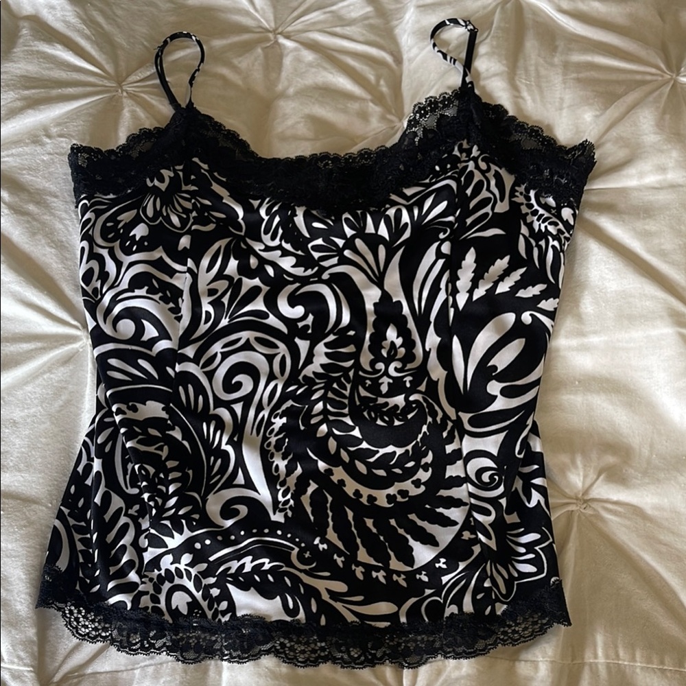 The Limited Black and White Fitted Camisole Top